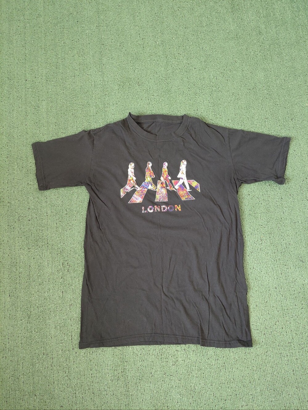 The Beatles Abbey Road Colorful Band Music Black T Shirt Sz Medium